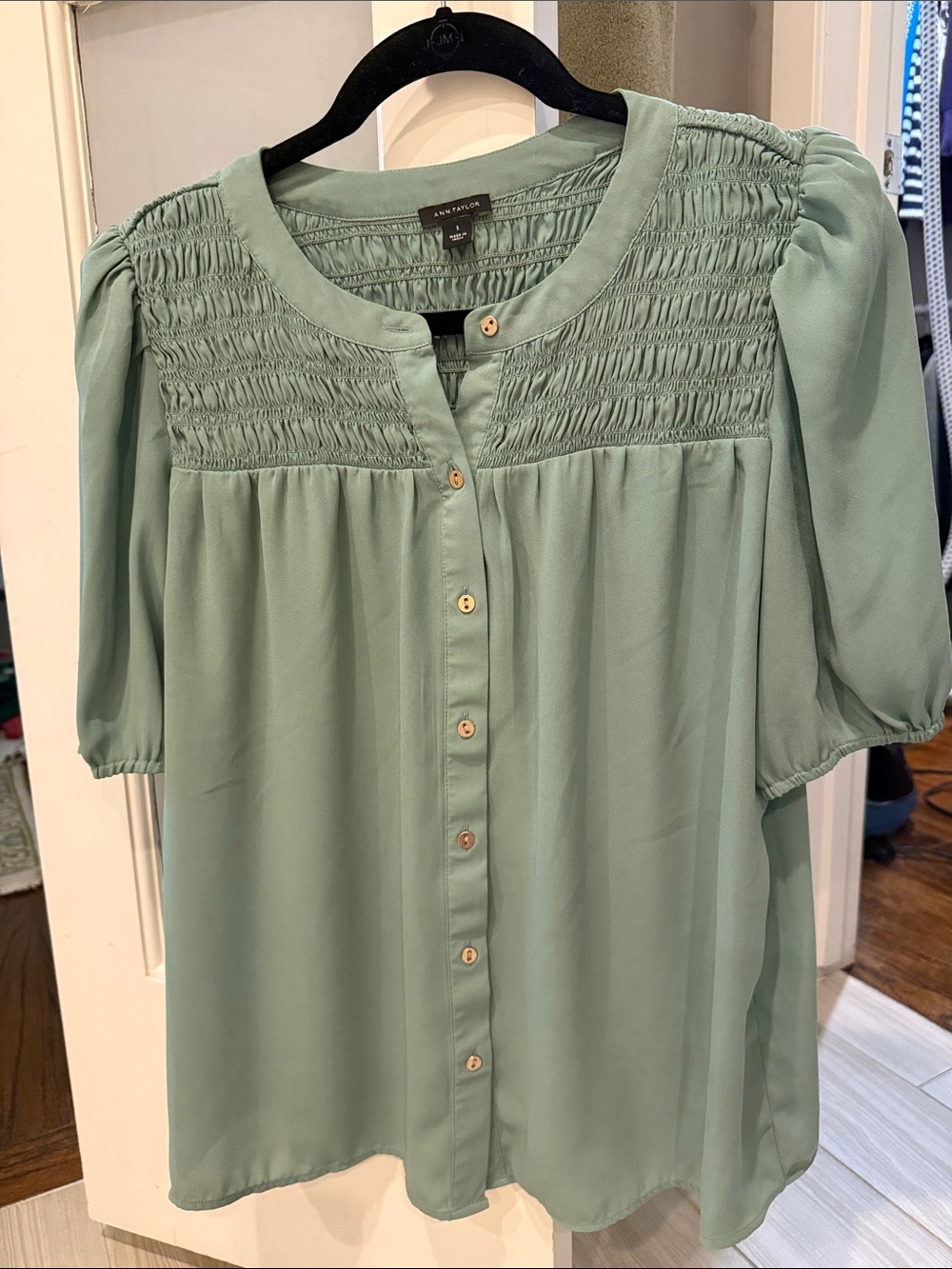 Ann Taylor shirred blouse